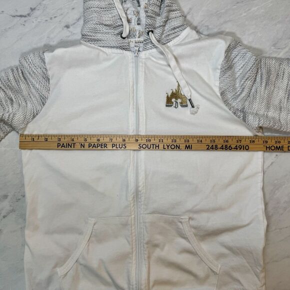 Disneyland Jacket Womens M White Gold Cinderella Castle Zip‎ Mickey Disney World - Picture 8 of 14